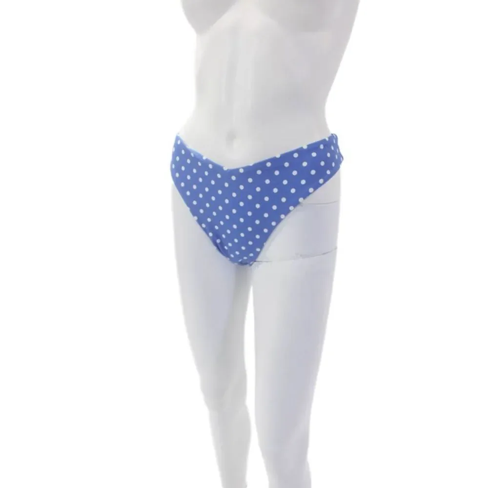We Wore What Womens Textured Polka Dotted Bikini Swimwear Bottom Blue L